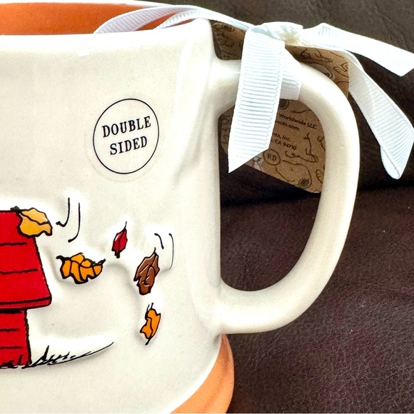 GIVE THANKS Snoopy with Autumn Leaves & Turkey - Rae Dunn Peanuts Mug - Picture 5 of 10